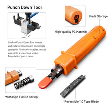 Load image into Gallery viewer, ZoeRax Network Tool Kit, RJ45 Crimp Tool kit Pass Through Crimper RJ45 Crimping Tool, Cable Tester, Punch Down Tool, Stripper