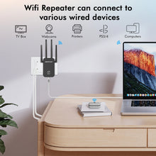 Load image into Gallery viewer, Newfast 1200Mbps WiFi Repeater 2.4G&5G Home Wireless Extender OLED Display 4*3dBi Antennas Signal Range Amplifier Router/AP