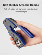 Load image into Gallery viewer, ONTi RJ45 Pass Through Crimper Tool and Rj45 Connector, Ethernet Crimper Crimping Tool Wire Stripper Cutter for Cat6a Cat5
