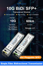 Load image into Gallery viewer, SFP 10Gb BiDi Optical Module 60km LC WDM Tx1270/Rx1330nm Single-Fiber Bidirectional Transceiver For Ubiquiti,Mikrotik