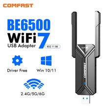 Load image into Gallery viewer, Comfast BE6500 Wifi 7 Usb Adapter 6Ghz/5G/2G Adapter Wifi7 Cle USB3.0 Receiver Antenna for PC Network Card Free Drive Dongle CF-987BE