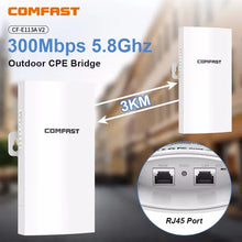 Load image into Gallery viewer, COMFAST 300Mbps 5.8Ghz Outdoor Wireless AP Bridge 3KM WiFi CPE Access Point 11dBi Wi-Fi Antenna Nanostation Router 2PCS
