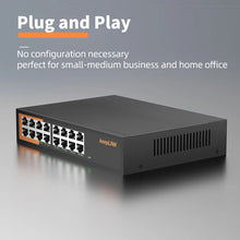 Load image into Gallery viewer, KeepLink 16-Port Gigabit Ethernet Switch Unmanaged Plug and Play, 24*10/100/1000Mbps, 32Gbps Switching capacity, 23.80Mpps