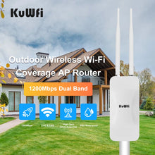 Load image into Gallery viewer, KuWFi Outdoor WiFi Repeater 1200Mbps Dual Band AP Router Wireless Access Point Wide-Area Waterproof Long Range WiFi Coverage