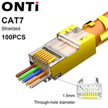Load image into Gallery viewer, ONTi RJ45 Pass Through Crimper Tool and Rj45 Connector, Ethernet Crimper Crimping Tool Wire Stripper Cutter for Cat6a Cat5