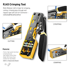 Load image into Gallery viewer, ZoeRax Network Tool Kit, RJ45 Crimp Tool kit Pass Through Crimper RJ45 Crimping Tool, Cable Tester, Punch Down Tool, Stripper