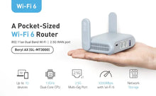 Load image into Gallery viewer, GL.iNet GL-MT3000 (Beryl AX) WiFi6 Travel Gigabit Router, Connect Public & Hotel Wi-Fi, Captive Portal, Cybersecurity