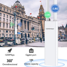 Load image into Gallery viewer, AC1200 Outdoor Weatherproof WiFi Extender AP 2.4G 5G Long Rang 360 Omnidirectional High Gain Antenna