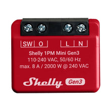 Load image into Gallery viewer, Shelly Smart Mini Wi-Fi Relay With Power Metering, 1 Channel, 8A