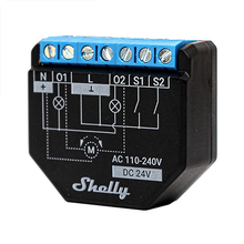 Load image into Gallery viewer, Shelly Plus 2PM Wi-Fi Relay With Power Monitoring (Single Pack), Wi-Fi Operated, Cover (roller) control, Bluetooth, Control two lights with 1 device