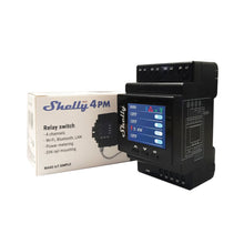 Load image into Gallery viewer, Shelly Pro 4PM WiFi Relay One Phase, 4 Channel, Din Rail, supports up to 16A per channel with total device capacity of 40A, with LAN, Wi-Fi, Bluetooth