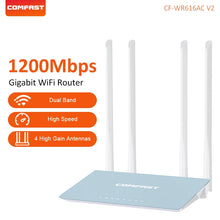 Load image into Gallery viewer, COMFAST AC1200 Home Wifi Router 11AC Dual Band Gigabit 2.4G 5.8GHz Wireless Router 1200Mbps with 4*5dbi Antennas MIMO CF-WR616ACV2