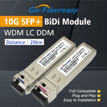 Load image into Gallery viewer, SFP 10Gb BiDi LC WDM Module 10km/20km/40km~100km Tx1270/Rx1330nm SFP+ Transceiver Compatible with Cisco/Miktotik Switch