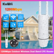 Load image into Gallery viewer, KuWFi AC1200 Outdoor CPE Router 1200Mbps 2.4G 5G Dual Band WiFi Gigabit RJ45 Port Detachable Antennas 48V POE