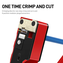 Load image into Gallery viewer, ZoeRax Cat7 RJ45 Crimp Tool compatible for Cat7/6a/6/5e Ethernet Cable with Cut/Strip Multi-function crimper With Spare blades Network Tool