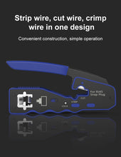 Load image into Gallery viewer, ONTi RJ45 Pass Through Crimper Tool and Rj45 Connector, Ethernet Crimper Crimping Tool Wire Stripper Cutter for Cat6a Cat5