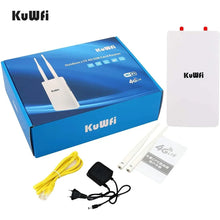 Load image into Gallery viewer, KuWFi Waterproof Outdoor 300Mbps WiFi Router CAT4 4G LTE Routers 3G/4G SIM Card Router Modem for IP Camera/Outside WiFi Coverage