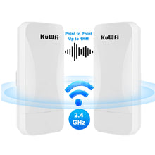 Load image into Gallery viewer, KuWfi 300Mbps 2.4G Outdoor WiFi Bridge AP Repeater Router Wifi Signal Extender Point to Point Up to 1KM WAN LAN 24V POE