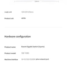 Load image into Gallery viewer, Xiaomi Mi 8Port RJ45 Gigabit Ethernet Switch 1000Mbps Mini Network Switch VLAN Ethernet Splitter LAN Mijia Router Hub