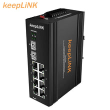 Load image into Gallery viewer, keepLiNK 10/100/1000m 10 Ports Managed PoE Industrial Ethernet Switch IP40 2 Fiber Ports 8 RJ45 Port Network Switch for CCTV Camera