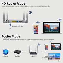 Load image into Gallery viewer, WavLink LTE Wireless Router High-Speed Mobile Router 300Mbps WiFi Router with SIM Card Slot 4x5dBi High Gain Antennas