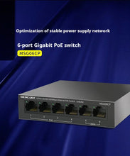 Load image into Gallery viewer, MERCURY 6Port Gigabit 100/1000Mbps PoE Switch, 4 Ports PoE @ 43W IEEE802.3af, 2 Uplink Gigabit Ports, Plug and Play MSG06CP