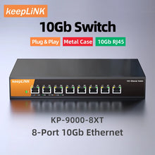 Load image into Gallery viewer, KeepLiNK 8 Port 10G/Multi-Gig Unmanaged Ethernet Switch Desktop/Wall-Mount Plug and Play Sturdy Metal Casing KP-9000-8XT-AC