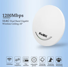 Load image into Gallery viewer, KuWFi Ceiling AP WiFi Router 1200Mbps WiFi Extender 11ac 2.4G&5.8G Ceiling-mounted POE Adapter Wireless Access Point