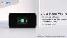 Load image into Gallery viewer, Original ZTE MU5002 5G WiFi6 Pro Portable Hotspot CAT22 Gigabit Router with SIM Card slot 4500mAh battery Max 32 Users