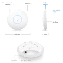 Load image into Gallery viewer, UBIQUITI UniFi U6+ WiFi6 (2x2 MIMO) support (2.4/5/6 GHz bands) Wireless Access Point Router ceiling/wall mount, PoE AP WiFi Repeater