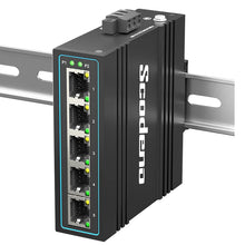 Load image into Gallery viewer, Scodeno Industrial Etherent Switch Unmanaged IP40 DIN-Rail DC12~58V input Voltage, 1G switching, Fanless, XPTN-9000-45-5TXm