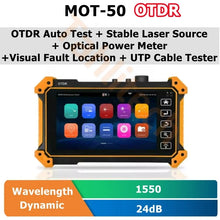 Load image into Gallery viewer, MOT-51 Mini OTDR Active Fiber Live Test 1550nm 1610nm 24/26/28dB Optical Reflectometer Touch Screen OPM OLS VFL Tester OTDR