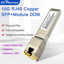 Load image into Gallery viewer, 10Gb SFP to RJ45 Transceiver Module SFP-10G-T 10GBase-TX RJ45 Copper 30m Cisco/Mikrotik/Netgear/TP-Link Fiber Optical Switch