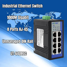 Load image into Gallery viewer, UOTEK 1000M Industrial Ethernet Switch Gigabit 8 Port RJ45 Network Unmanaged DIN-Rail Full Half Duplex Plug and Play UT-6408GC