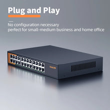 Load image into Gallery viewer, KeepLiNK 24-Port Gigabit Ethernet Switch Unmanaged Plug and Play 24x 10/100/1000Mbps Gigabit RJ45 Ports KP-9000-24G-AC