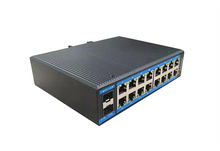 Load image into Gallery viewer, Enterprise Switch 16*1000Mbps Ethernet port, 2*1000Mbps Fiber Optic Port Full Half Duplex Power DC12 to 52V for computer Plug&Play