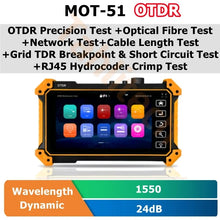 Load image into Gallery viewer, MOT-51 Mini OTDR Active Fiber Live Test 1550nm 1610nm 24/26/28dB Optical Reflectometer Touch Screen OPM OLS VFL Tester OTDR