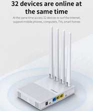 Load image into Gallery viewer, COMFAST CF-E4 4G LTE WiFi Router 750Mbps SIM Card Wireless Router 2.4G/5.8G 4 High Gain Antenna WAN/LAN RJ45 Ports 32 Users