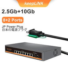 Load image into Gallery viewer, KeepLiNK 10-port Multi-gigabit unmanaged Ethernet switch with 8 x IEEE 802.3af/at PoE+ Ports and 2 x 10Gb SFP+ Uplink 10XHP-X2