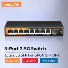 Load image into Gallery viewer, KeepLiNK 8-Port 2.5Gbps Ethernet Network with 1-10Gb SFP+ Unmanaged Switch Plug and Play MDX/MDIX 12VDC Voltage KP-9000-9XH-X