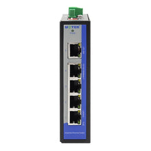 Load image into Gallery viewer, UOTEK 10/100/1000M 5-Port Unmanaged Industrial POE Ethernet Switch IEEE 802.3af/at Standard 48VDC Voltage Input UT-6405GCA-POE