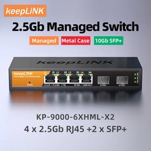 Load image into Gallery viewer, KeepLINK 6-Port Multi-Gigabit Managed Switch with 4x 2.5Gb RJ45 and 2x 10G SFP+ ports, 60Gbps switching, KP-9000-6XHML-X2
