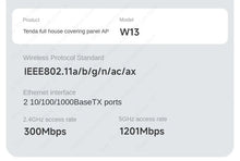 Load image into Gallery viewer, Tenda W13 dual-band Gigabit WiFi 6 panel AP, supports 80MHZ bandwidth, wireless speed up to 1500mbps 802.11a Wi-Fi