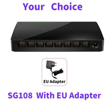 Load image into Gallery viewer, Tenda SG108 Network Switchs 8 Ports Gigabit Desktop Switch 10/100/1000Mbps RJ45 Port SOHO Switch 1.6Gbps Switching Capacity