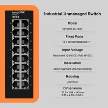 Load image into Gallery viewer, KeepLiNK Industrial 5-Port Gigabit Ethernet Switch Unmanaged Plug And Play 10/100/1000BASE-T Aluminum Housing IP40 KP-9000-65-5GT