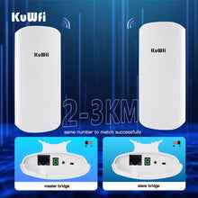 Load image into Gallery viewer, Kuwfi 5GHz 450Mbps Wifi Bridge Outdoor CPE Long Range Wireless Repeater Extender Access Point AP WiFi Bridge Client Router