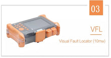 Load image into Gallery viewer, Ftth Fiber Optic equipment OTDR tester single mode 1310/1550 30/32db 120km with function of 10mw Visual Fault Locator 5.6" touchscreen