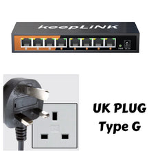Load image into Gallery viewer, KeepLiNK 8-Port Gigabit Ethernet Switch Unmanaged Plug and Play 10/100/1000Mbps 16Gbps Switching DC5V KP-9000-8G
