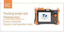 Load image into Gallery viewer, Ftth Fiber Optic equipment OTDR tester single mode 1310/1550 30/32db 120km with function of 10mw Visual Fault Locator 5.6" touchscreen
