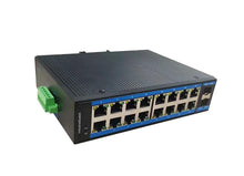 Load image into Gallery viewer, Enterprise Switch 16*1000Mbps Ethernet port, 2*1000Mbps Fiber Optic Port Full Half Duplex Power DC12 to 52V for computer Plug&Play